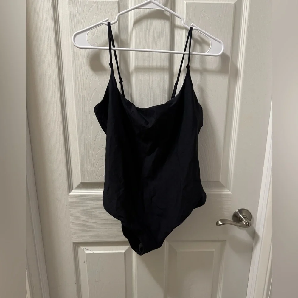 SKIMS Black Square-Neck One-Piece Swimsuit